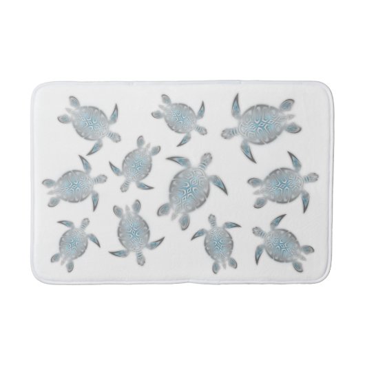 Tapis De Bain Tortues de mer argentées blanches (Devant)