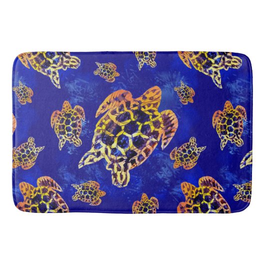 Tapis De Bain Tortues marines Batik Art Africain (Devant)