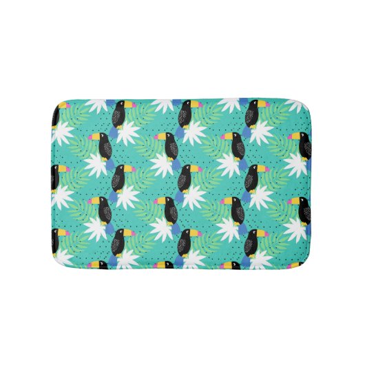 Tapis De Bain Toucans sur Turquoise (Devant)