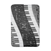 Tapis De Bain Touches de piano monogramme et notes musicales (Devant (Vertical))