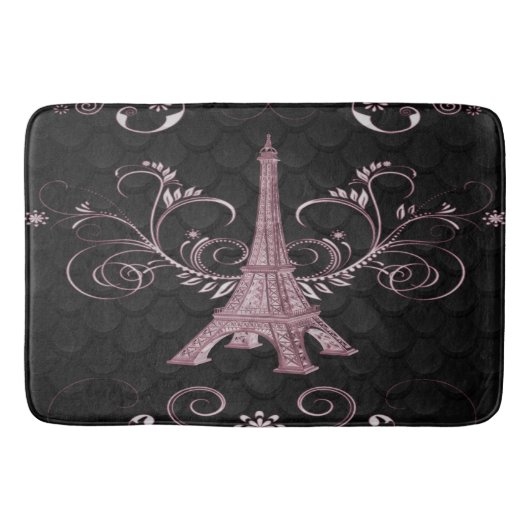 Tapis De Bain Tour Eiffel Flore Rose torsadée Mat (Devant)