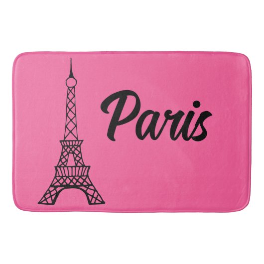 Tapis De Bain Tour Eiffel Paris rose vif Mat Tapis (Devant)