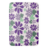 Tapis De Bain Tourbe blanc vert et violet trèfle et Doodle de fl (devant Vertical)