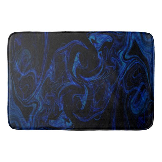 Tapis De Bain Tourbillon Noir Bleu Abstrait Fumé Cool (Devant)