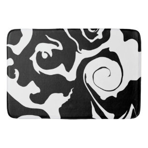 Tapis De Bain Tourbillon noir et Marbre blanc moderne