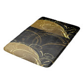 Tapis De Bain tourbillon or, floral, noir, chic, moderne, design (Angle)
