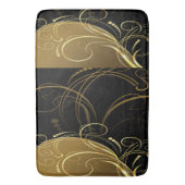 Tapis De Bain tourbillon or, floral, noir, chic, moderne, design (devant Vertical)