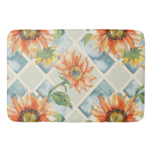 Tapis De Bain Tournesol Aquarelle motif floral