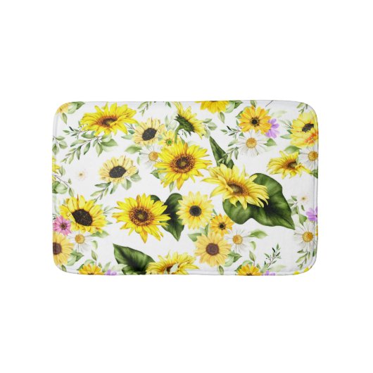 Tapis De Bain Tournesol d'aquarelle 7 (Devant)