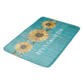 Tapis De Bain Tournesol rustique Turquoise Bleu Grange Bois de c (Angle)