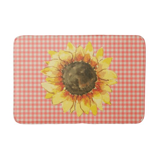 Tapis De Bain Tournesol sur Gingham (Devant)