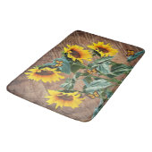 Tapis De Bain Tournesols Papillons Barres Rustiques (Angle)