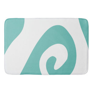 Tapis De Bain Tournoyant de sarcelle clair et blanc