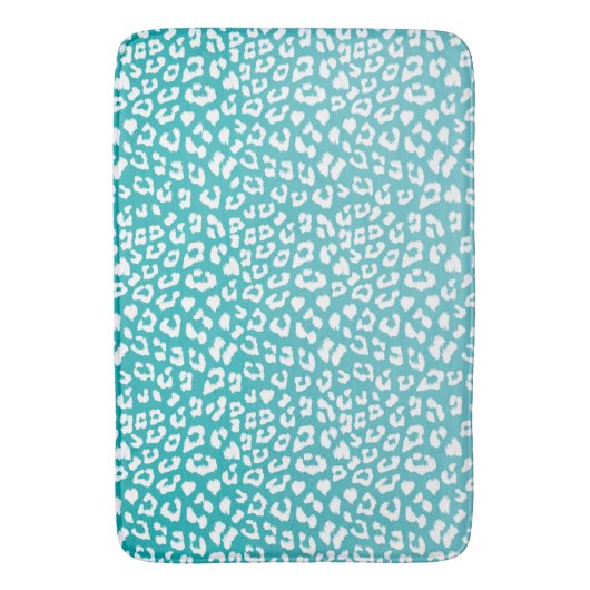 Tapis De Bain Tourquoise Leopard Patters (devant Vertical)