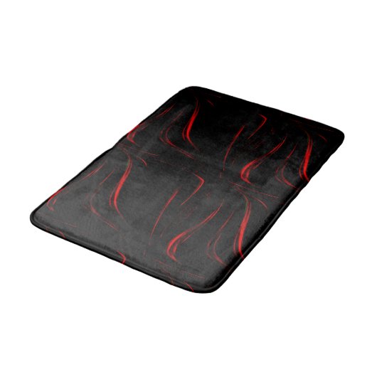 Tapis De Bain Traces rouges ondulées dans fond noir (Angle)