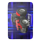 Tapis De Bain Tracteur rouge moderne sur bleu (devant Vertical)