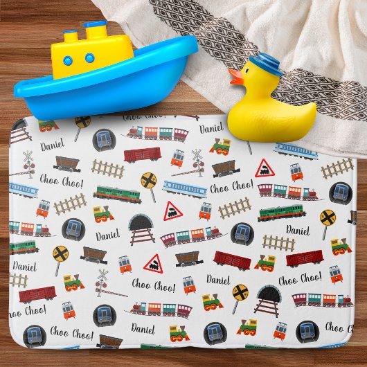 Tapis De Bain Train Motif Petit Garçon Prénom Choo Choo Enfants