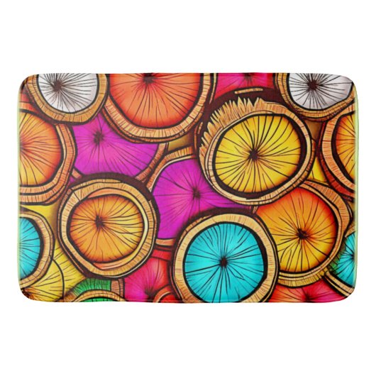 Tapis De Bain Tranche de noix de coco vibrante Design abstrait (Devant)