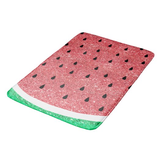 Tapis De Bain tranche de pastèque à parties scintillant simulée (Angle)