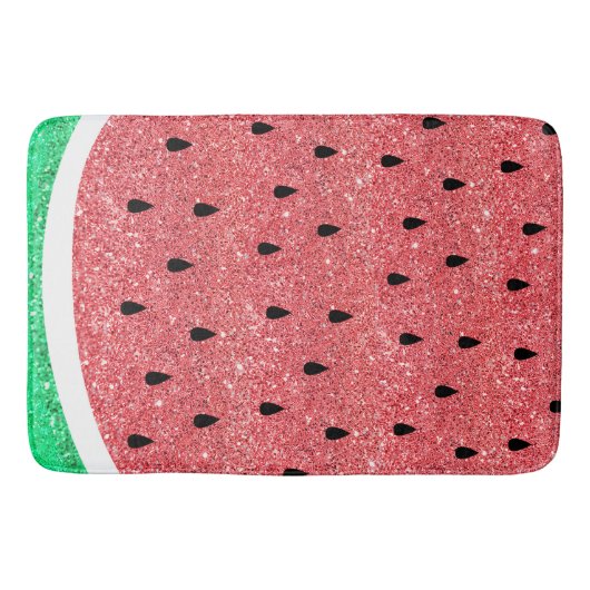 Tapis De Bain tranche de pastèque à parties scintillant simulée (Devant)