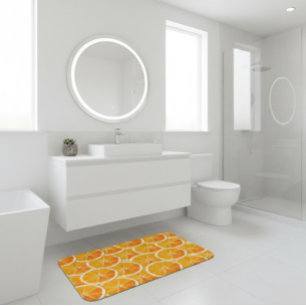 Tapis De Bain Tranche d'Orange Citron Vibrante