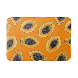 Tapis De Bain Tranches de Papaya sur orange