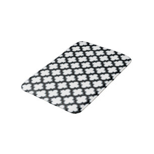 Tapis De Bain Trellis blanc et noir, treillis, Quatrefoil
