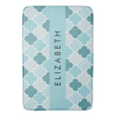 Tapis De Bain Trellis Bleu Marocain, Quatrefoil, Votre Nom (devant Vertical)