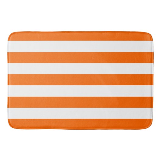 Tapis De Bain Trendy Bright Summer Hot Orange Horizontal Stripes (Devant)