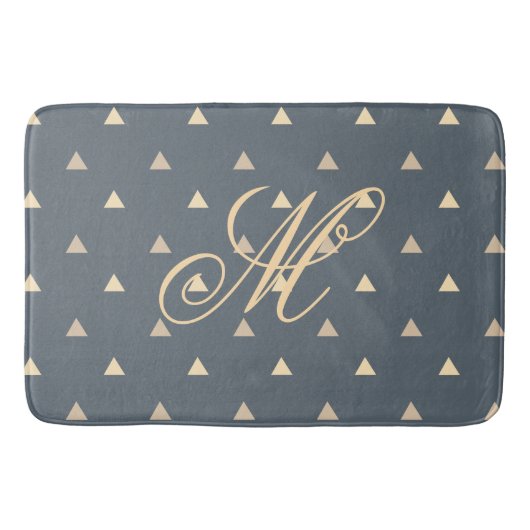 Tapis De Bain Trendy Gold Triangles Confetti sur Monogramme gris (Devant)