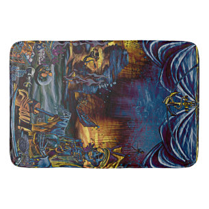 Tapis De Bain Trésor de squelette de pirate sous la mer, bande d