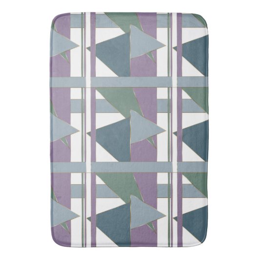 Tapis De Bain Triangle géométrique Motif bleu violet vert (devant Vertical)
