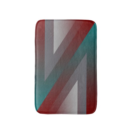 Tapis De Bain triangle gris bordeaux turquoise (Devant (Vertical))