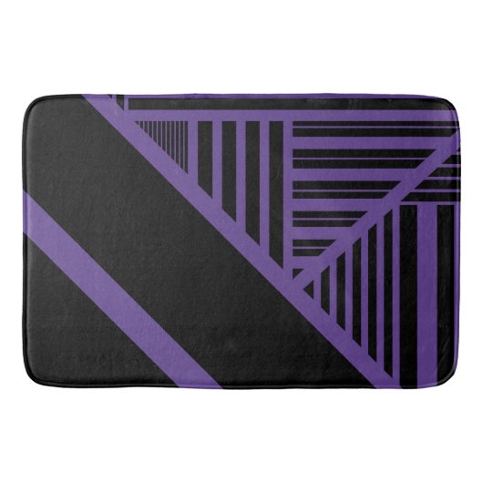 Tapis De Bain Triangle rayures en violet et noir (Devant)