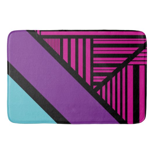 Tapis De Bain Triangle - rose, pourpre, bleu et noir (Devant)