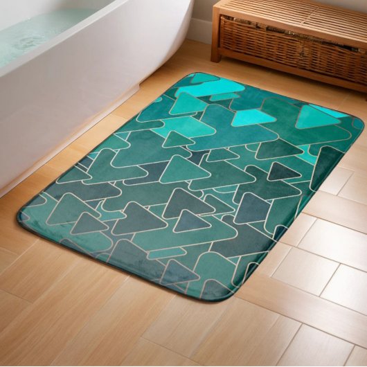 Tapis De Bain Triangle Turquoise Abstrait géométrique