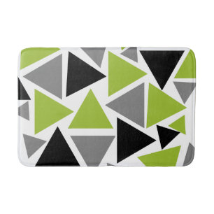 Tapis De Bain Triangles aléatoires Lime Vert gris noir blanc