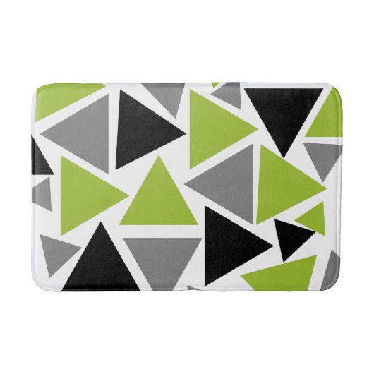 Tapis De Bain Triangles aléatoires Lime Vert gris noir blanc (Devant)
