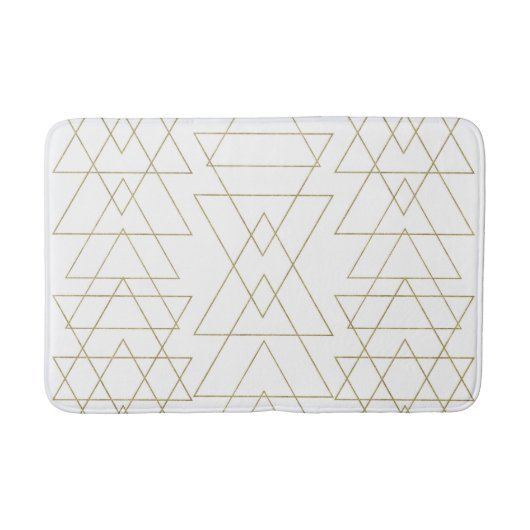 Tapis De Bain Triangles dorés Chic Blanc Moderne Glamour (Devant)