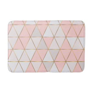 Tapis De Bain Triangles Géométriques Abstraits Modernes Pêche Or