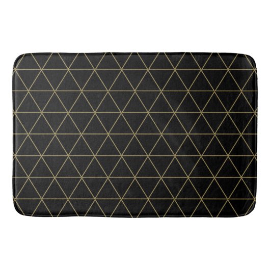 Tapis De Bain Triangles Géométriques Noir Or Bohème Glamour Mini (Devant)