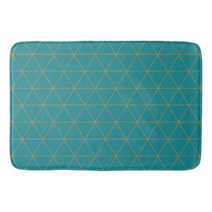 Tapis De Bain Triangles géométriques sarcelle doré Bohème Glamou
