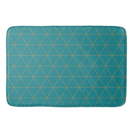 Tapis De Bain Triangles géométriques sarcelle doré Bohème Glamou (Devant)