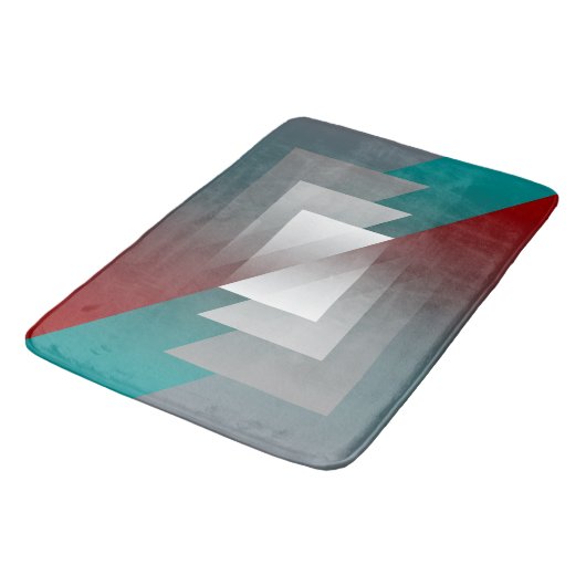 Tapis De Bain Triangles gris turquoise sur bordeaux (Angle)