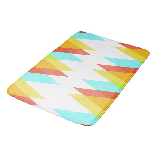 Tapis De Bain Triangles jaunes, rouges et bleus cadets (Angle)