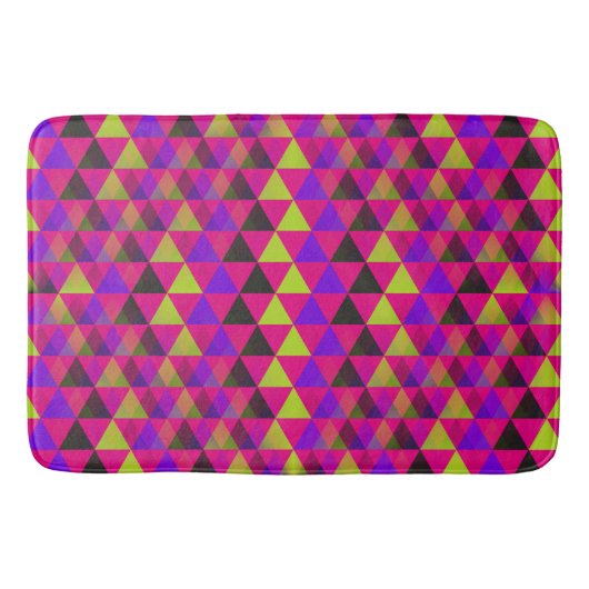 Tapis De Bain Triangles sans couture motif - vert noir violet (Devant)
