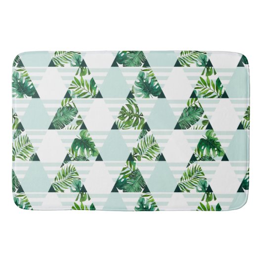 Tapis De Bain Triangles tropicaux verts de Mint moderne géométri (Devant)