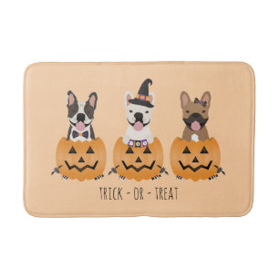 Tapis De Bain Trick Ou Treat French Buldogs Citrouille