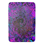 Tapis De Bain Trippy Black et Magenta Retro Liquid Swirl (devant Vertical)