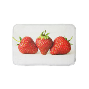 Tapis De Bain Trois fraises sur blanc bmcn